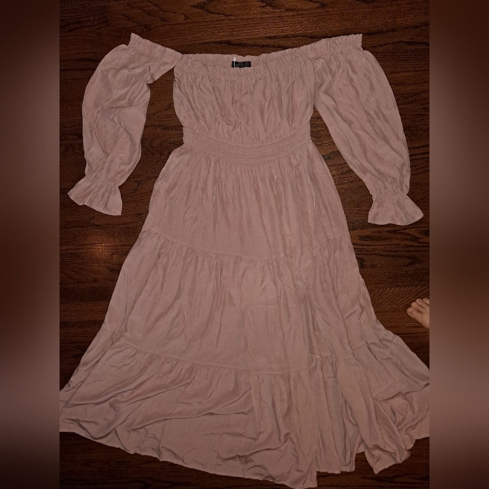 Elegant Pink Long Sleeve Dress